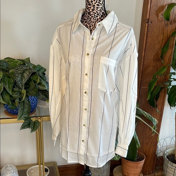 BiBi Button Down Striped Shirt - Size XL - Picture 2 of 8